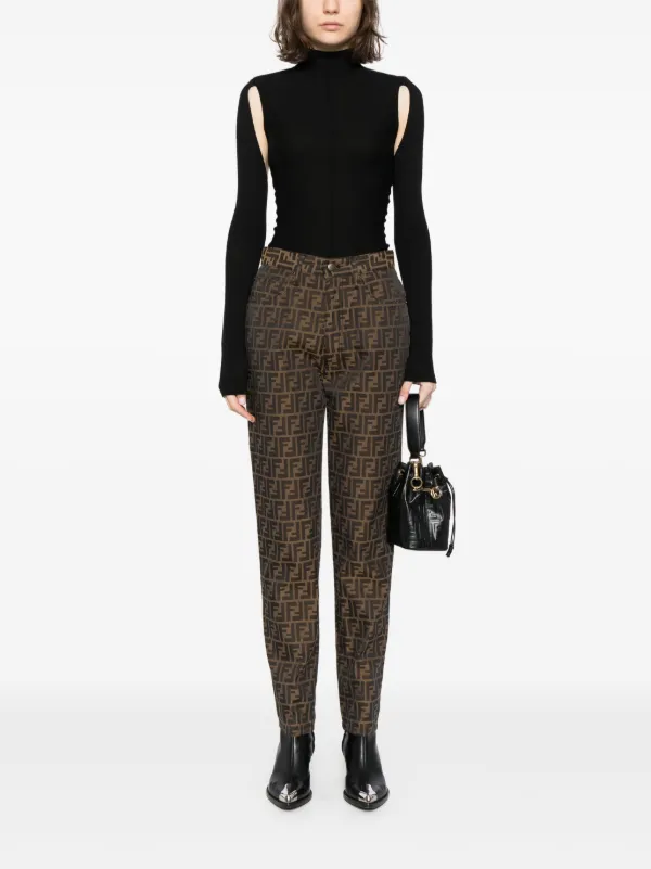Fendi Pre-Owned Zucca tapered-cut Trousers | Brown | FARFETCH