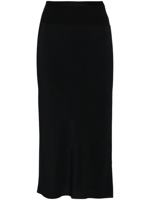 Rick Owens ribbed-panel crepe midi skirt