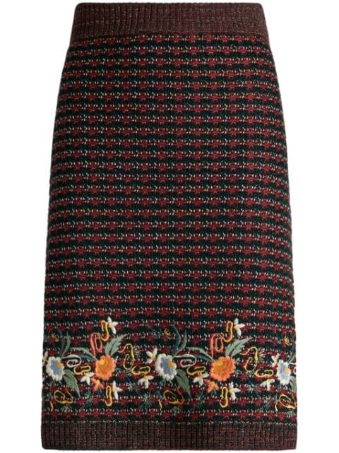 ETRO bouclé embroidered skirt