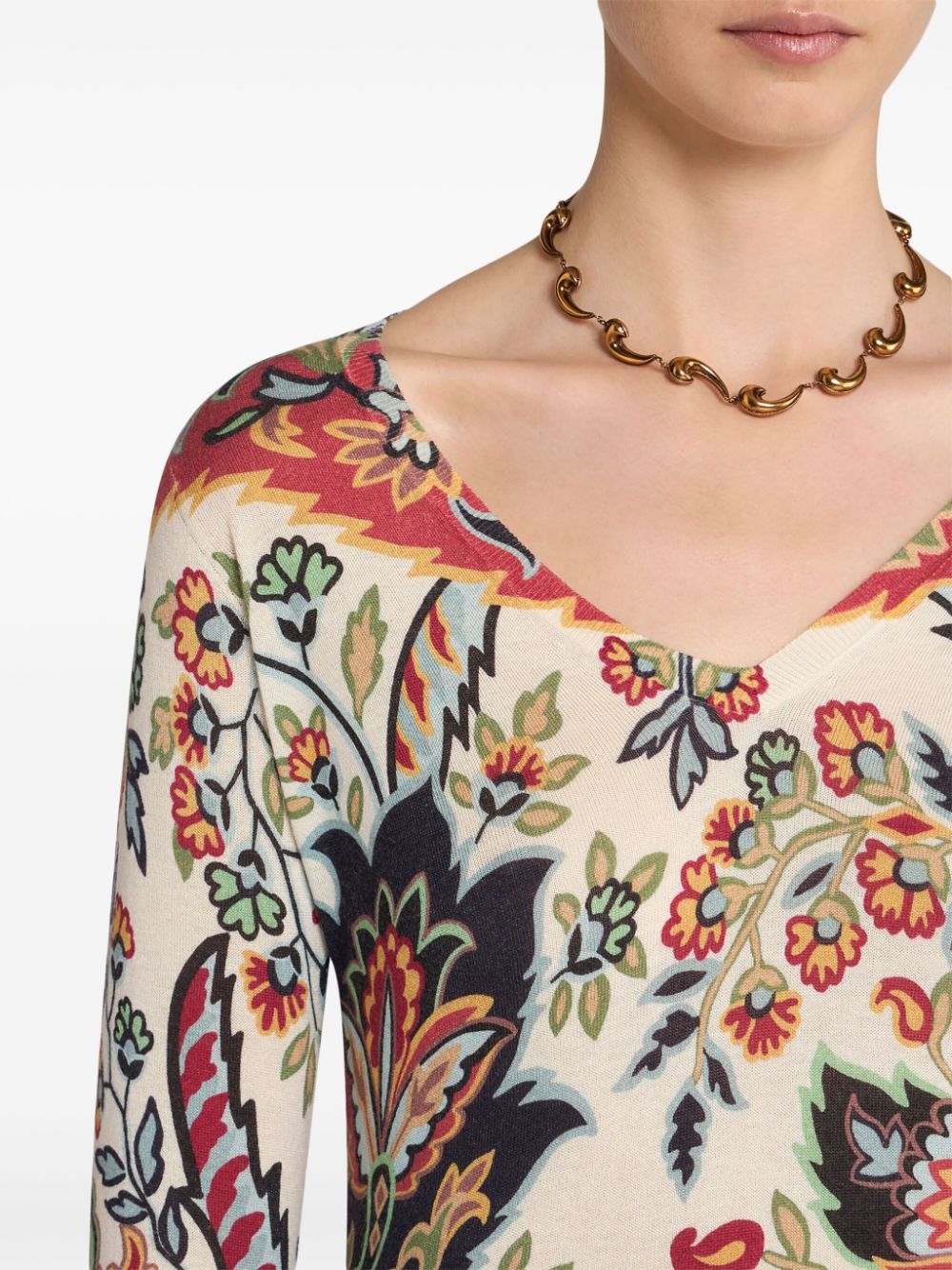 Shop Etro Paisley-print Knitted Top In Neutrals