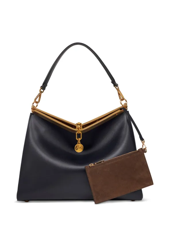 ETRO Large Vela Leather Shoulder Bag | Blue | FARFETCH