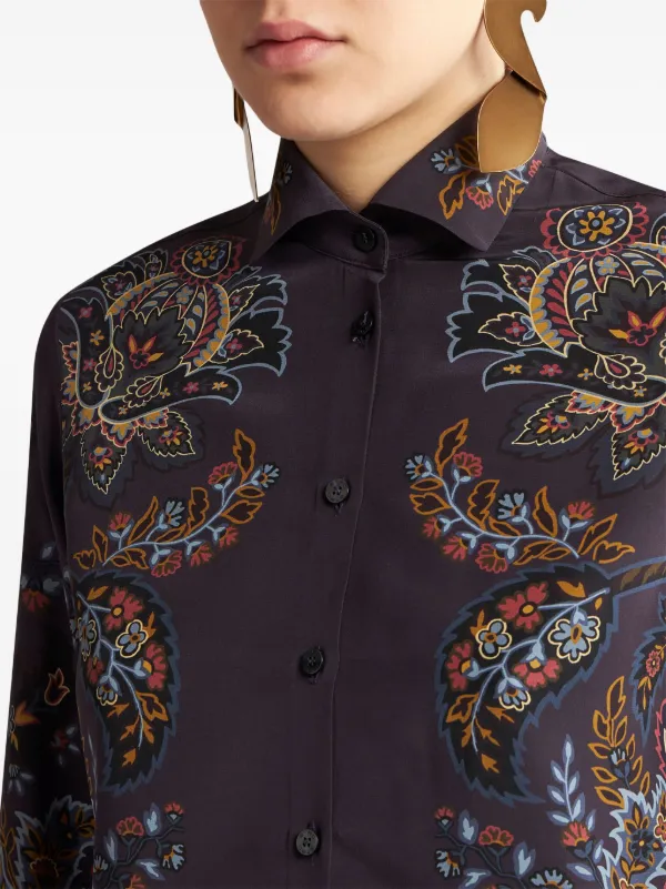 ETRO paisley-print Silk Shirt | Purple | FARFETCH