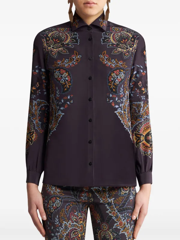 スーパーセール 50％（福袋 paisley-print ETRO Silk FARFETCH | Purple | Shirt トップス