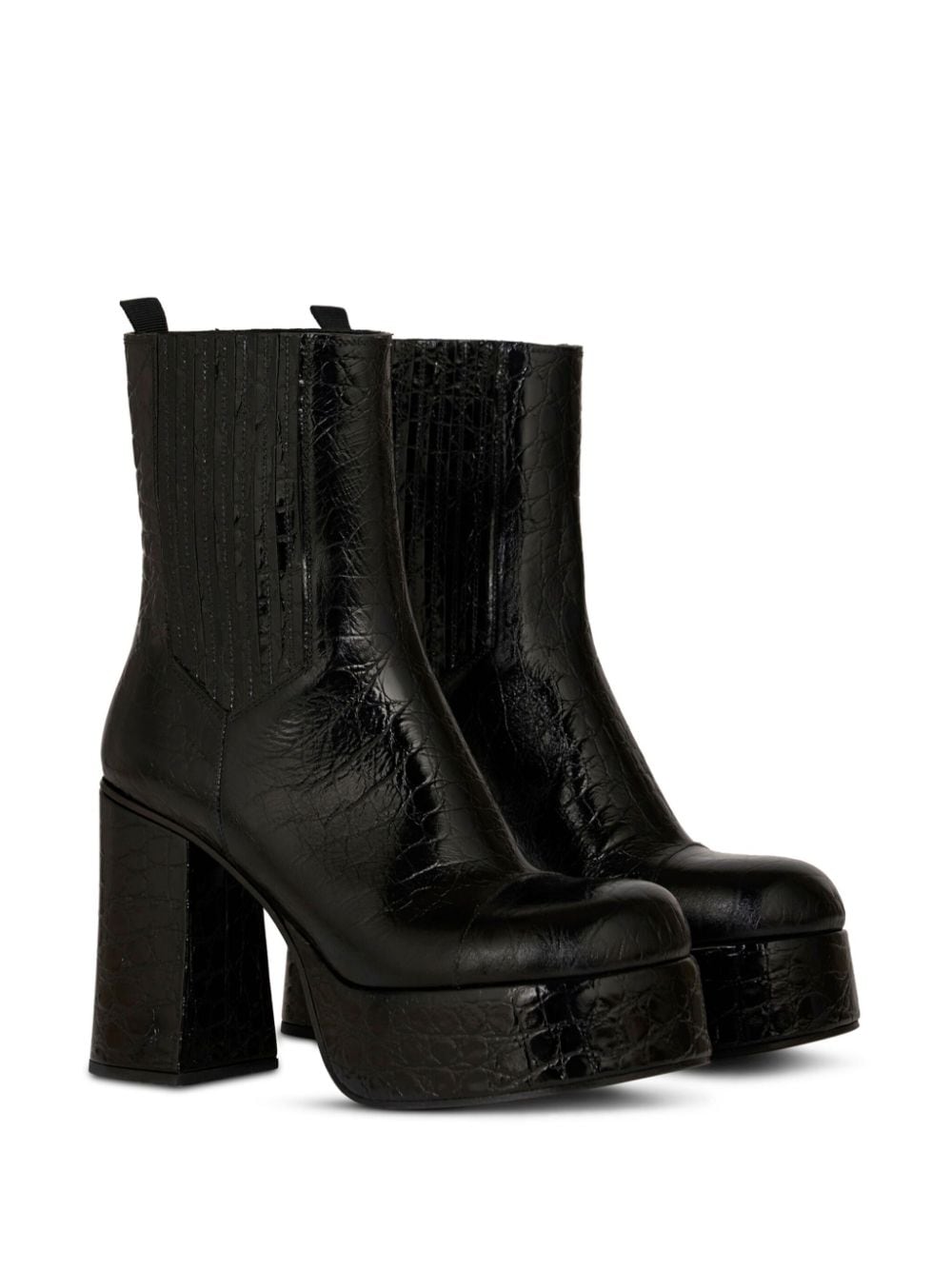 ETRO embossed-leather platform ankle boots - Zwart