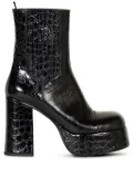 ETRO embossed-leather platform ankle boots - Black