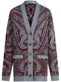 ETRO floral jacquard-knitted cardigan - Blue