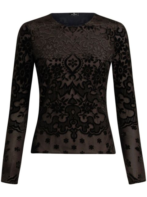 ETRO tulle and jacquard velvet top Women