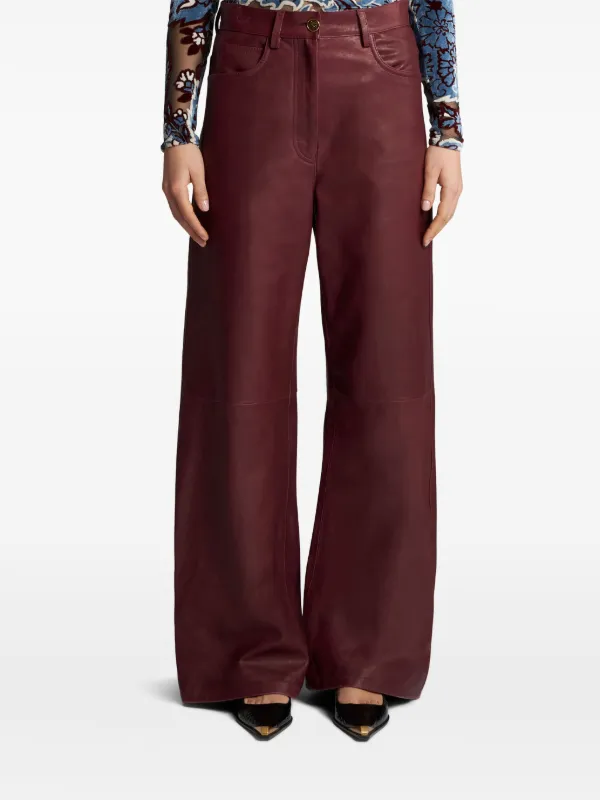 ETRO wide-leg Leather Trousers Red FARFETCH PH