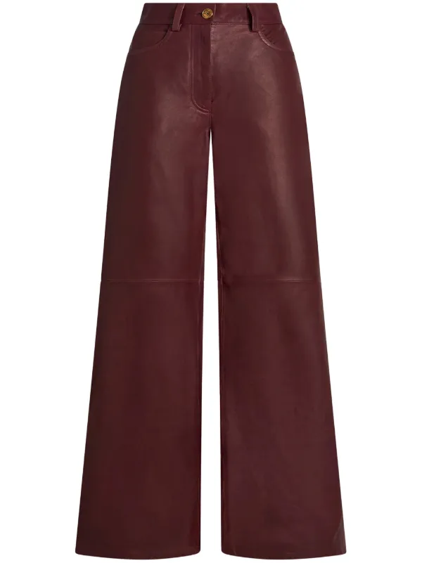 ETRO wide-leg Leather Trousers Red FARFETCH IN