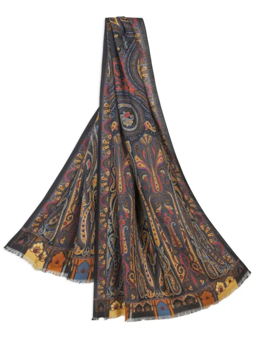 Écharpe frangée à imprimé cachemire - ETRO - Modalova