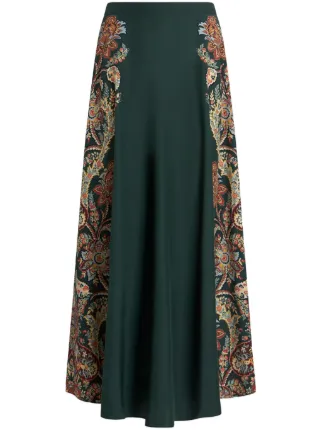 【送料&関税込】Etro Paisley Printed Long Skirt Etro Paisley pattern silk blend long skirt - Women