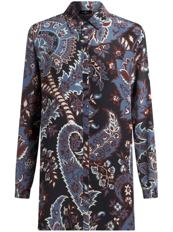 Etro Printed Silk Shirt in Black