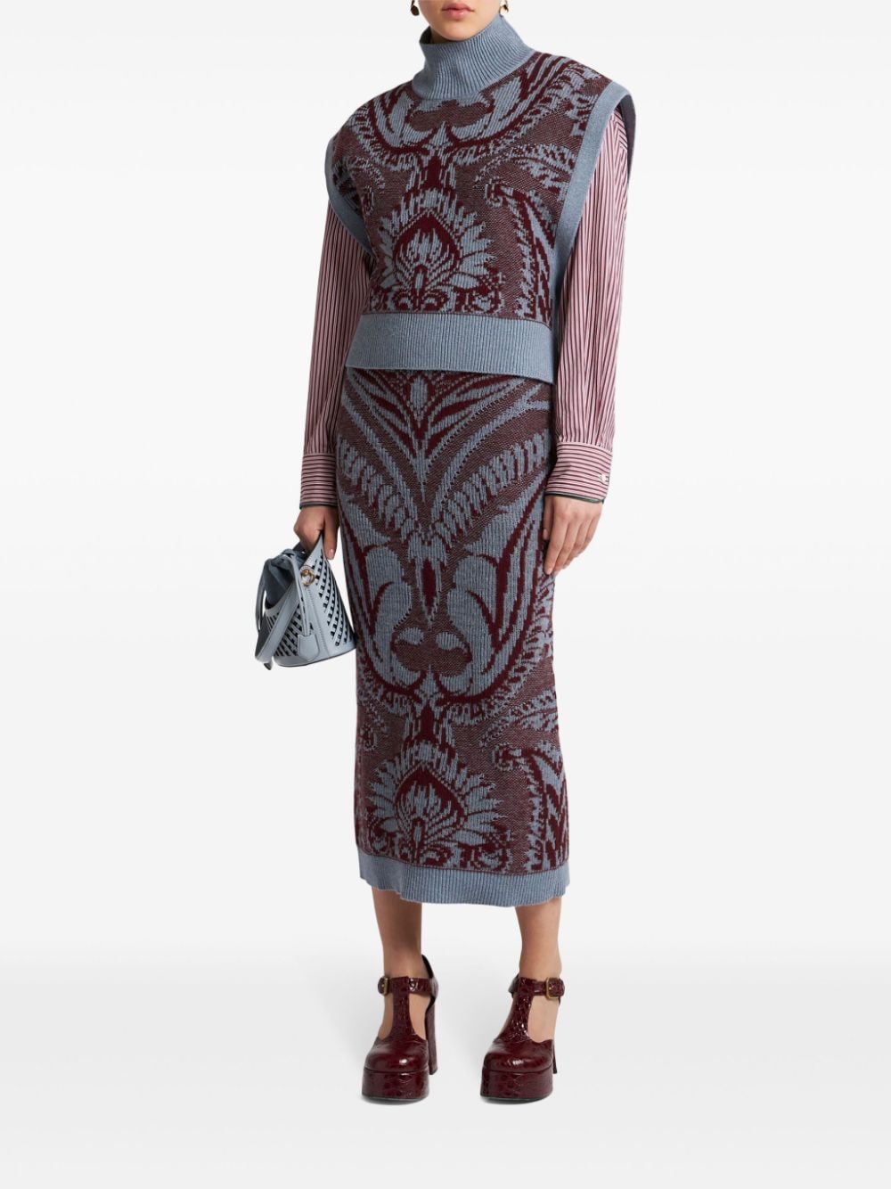 ETRO Gebreide top met bloemen jacquard - Blauw