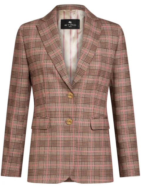 ETRO checkered logo-engraved buttons jacket