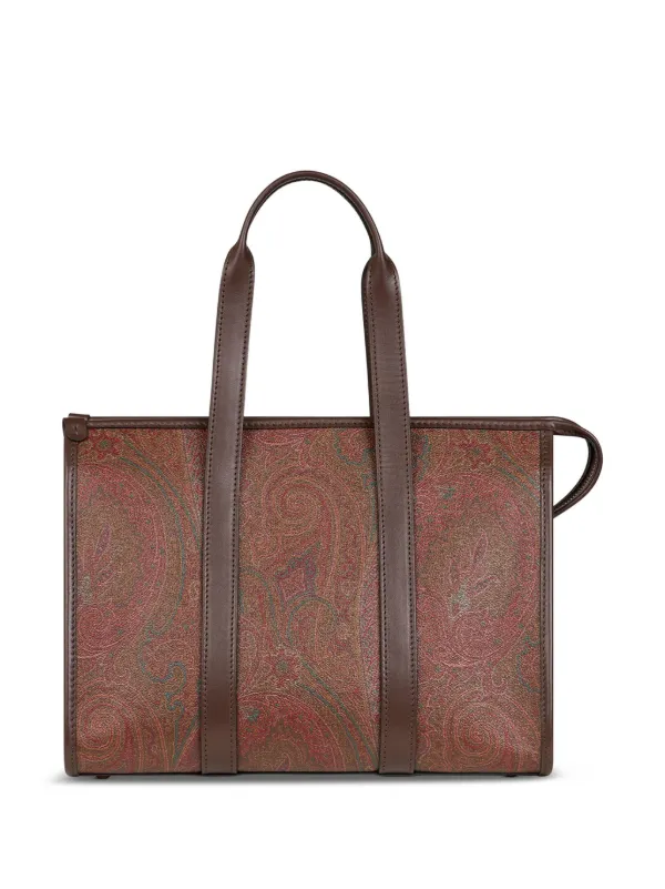 ETRO ブランドロゴ入り ハンドバッグ ブラウン エトロ ETRO ハンドバッグ ミニボストンバッグ PVC ペイズリー柄