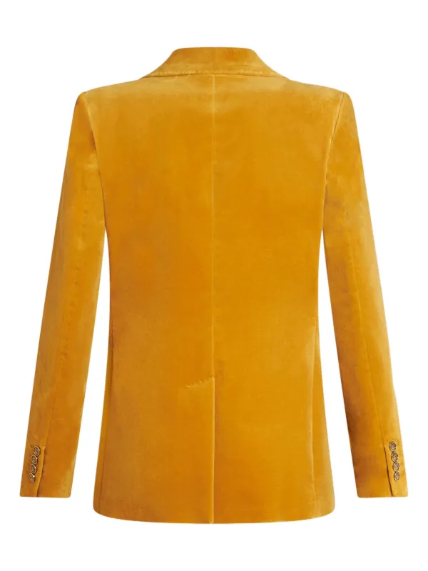 ETRO logo engraved Buttons Velvet Blazer Yellow FARFETCH