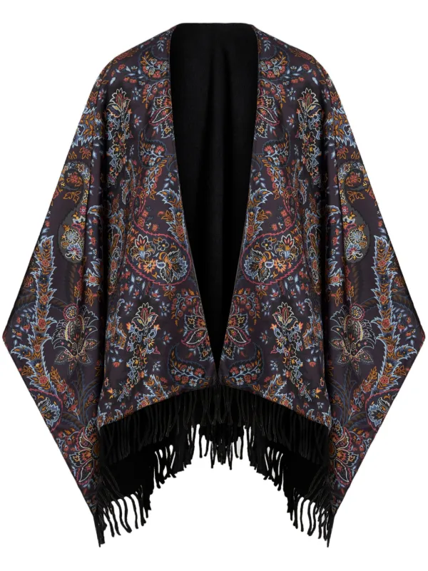 【ETRO】フローラル ペイズリー シルク ケープ ETRO ペイズリー シルクケープ | ブラック | FARFETCH JP