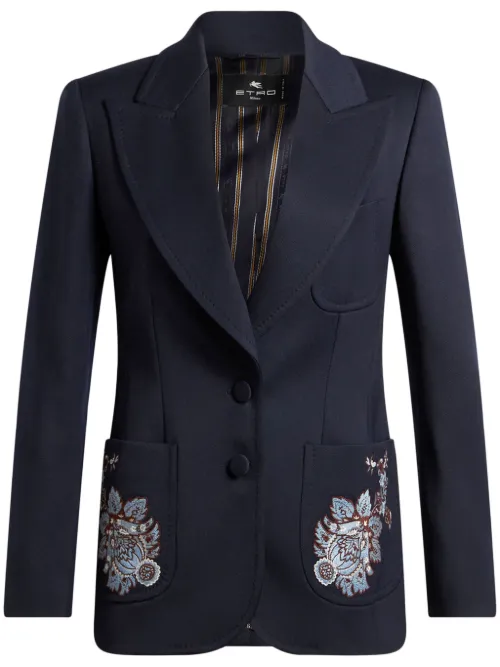 Blazer en laine à fleurs brodées - ETRO - Modalova