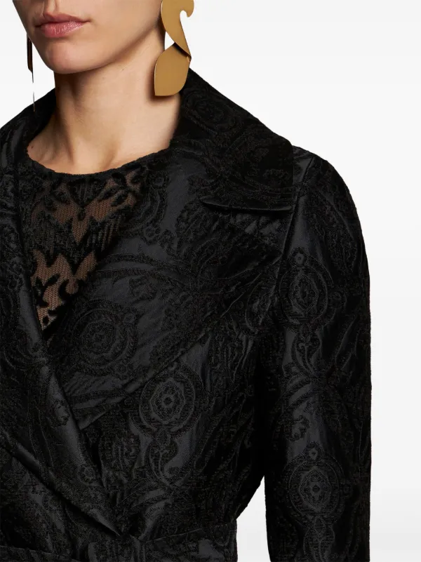 ETRO ジャカード ベルテッドコート ブラック ETRO ジャカード ベルテッドコート | ブラック | FARFETCH JP