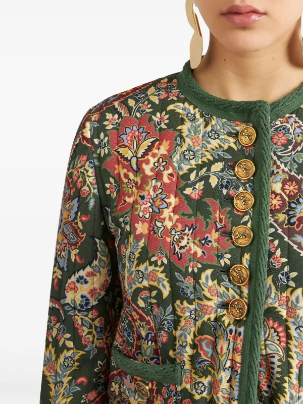 ETRO paisley-print Cropped Jacket | Green | FARFETCH