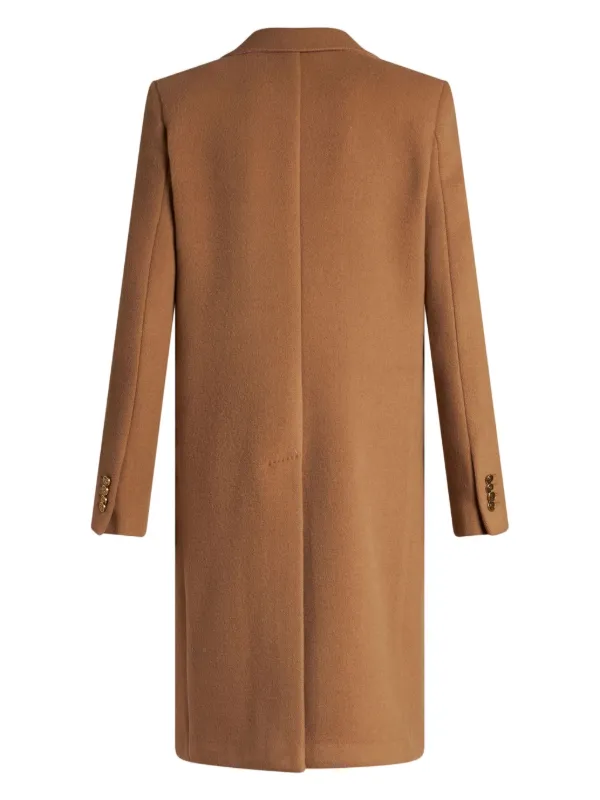 ETRO logo-engraved Buttons Coat | Brown | FARFETCH