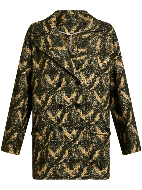 ETRO ジャカード ダブルコート | グリーン | FARFETCH JP