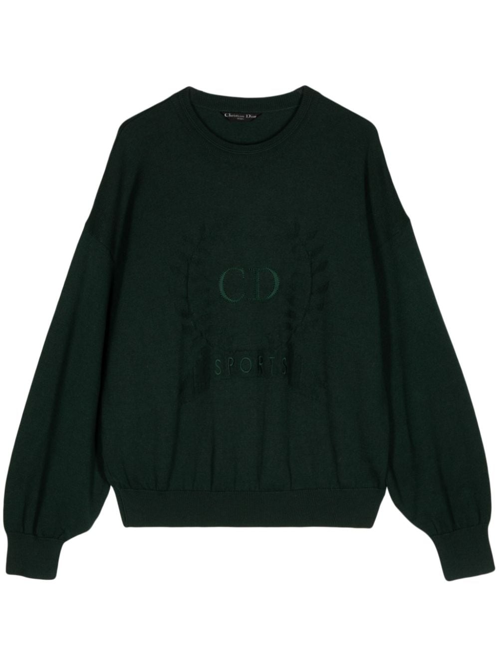 Pre-owned Dior Cd Logo-embroidered Wool Jumper In Green
