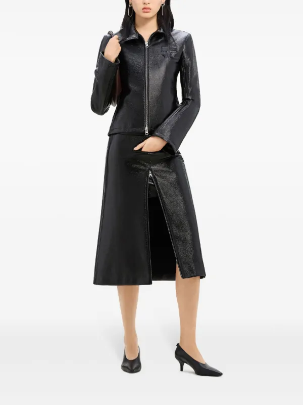Courrèges embossed-logo zip-fastening Jacket | Black | FARFETCH