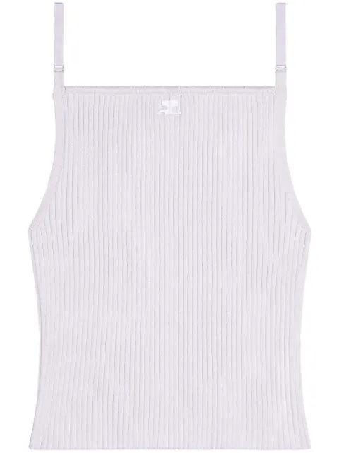Courrèges logo-embroidered ribbed tank top