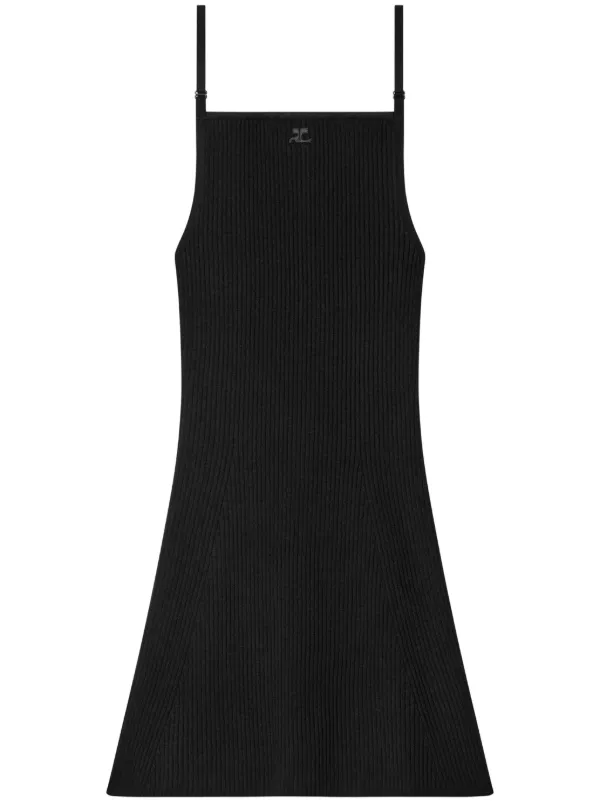 Courrèges Ribbed-knit Mini Dress in Black