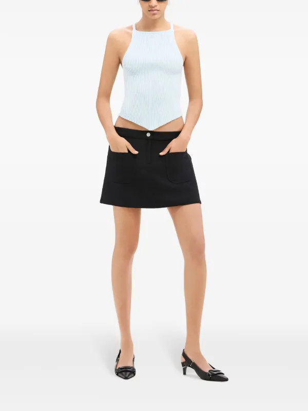 courrèges リブ編み タンクトップ ライトブルー Courrèges リブニット タンクトップ | ブルー | FARFETCH JP