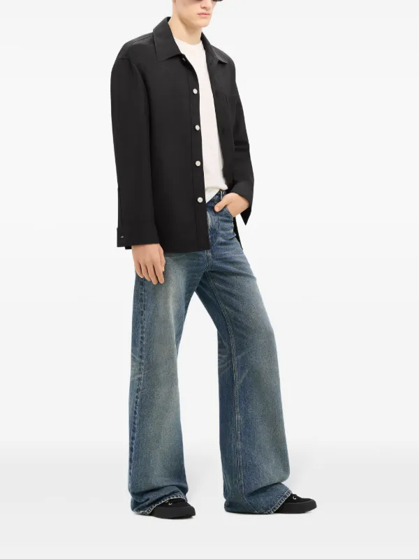 Courrèges logo-appliqué Twill Oversized Shirt | Black | FARFETCH SG