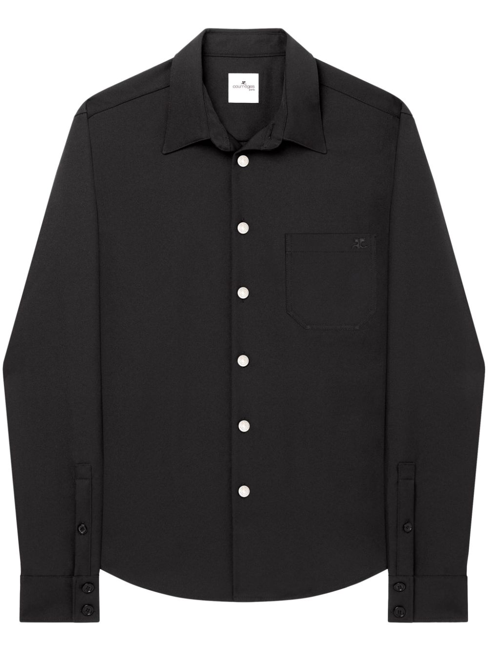 Courrèges logo-appliqué twill oversized shirt - Black