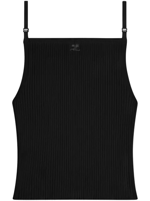 Courrèges logo-embroidered ribbed tank top