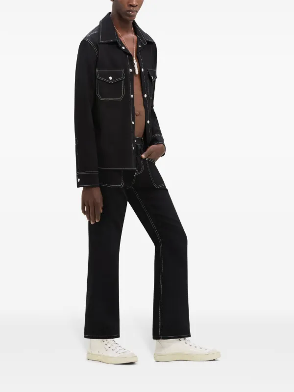 Courrèges Double Pocket Topstitched Denim Shirt Black FARFETCH EG