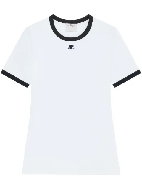 Courrèges contrasting-trim cotton T-shirt