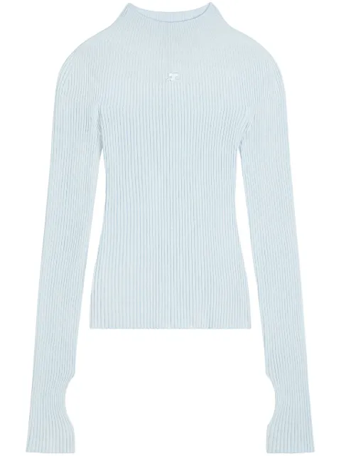 Courrèges logo-embroidered cotton-blend jumper 