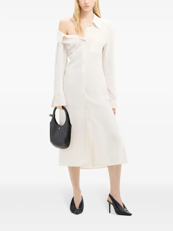 【送料&関税込】CourrA¨ges Shirt Dress In Crepe Courrèges Modular Crepe Shirt Dress | Neutrals | FARFETCH JO