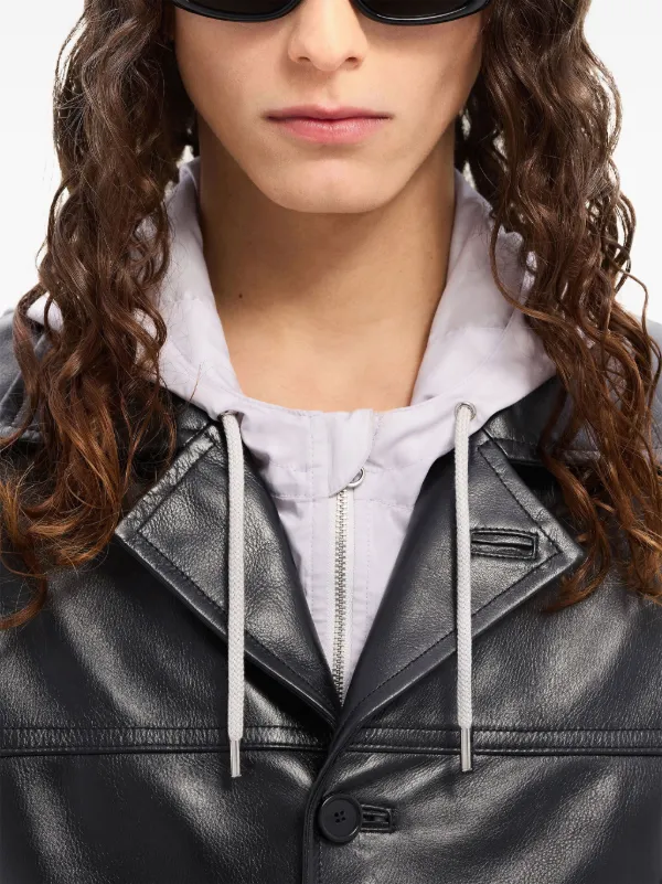 Courrèges notched-lapels Tailored Leather Jacket | Black | FARFETCH