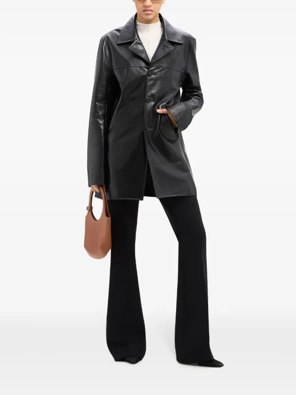 Courrèges notched-lapels Tailored Leather Jacket | Black | FARFETCH