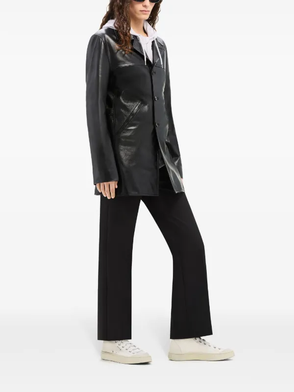 Courrèges notched-lapels Tailored Leather Jacket | Black | FARFETCH CA