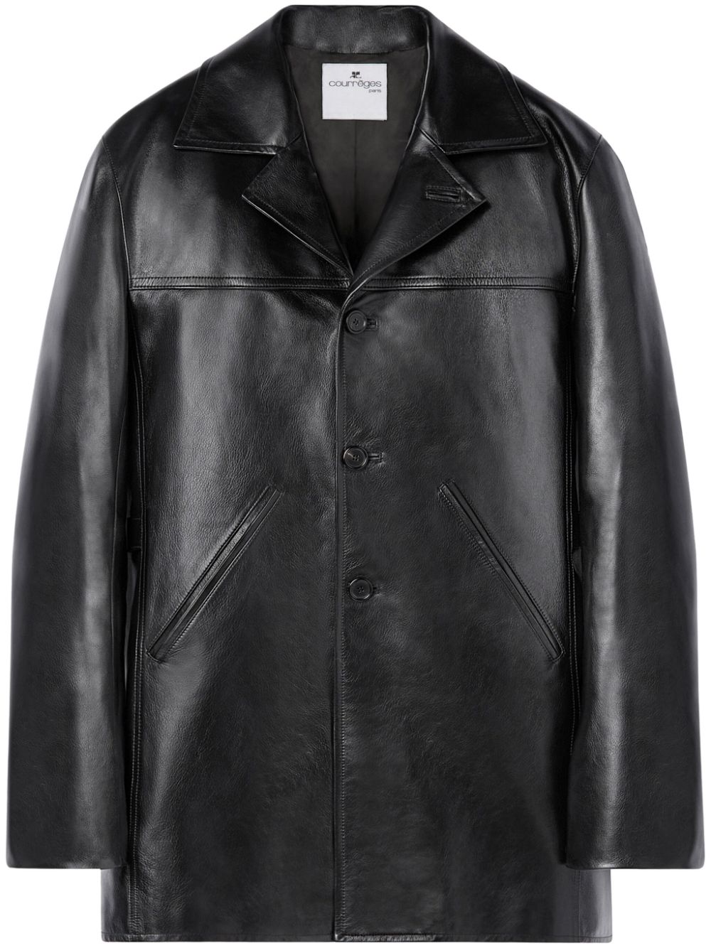 Courrèges notched-lapels tailored leather jacket - Black