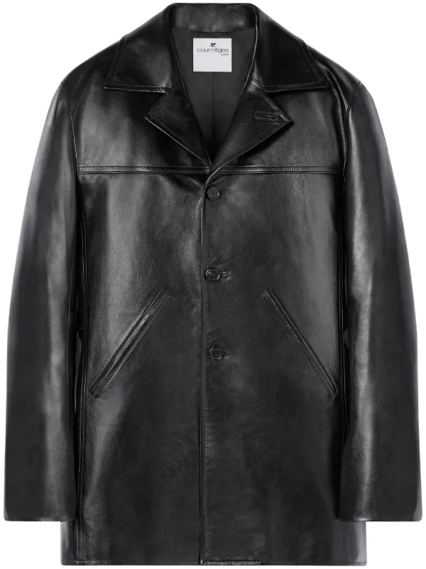 Courrèges notched-lapels Tailored Leather Jacket | Black | FARFETCH