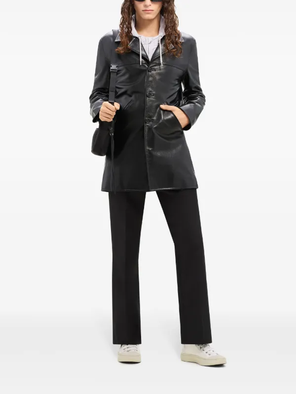 Courrèges notched-lapels Tailored Leather Jacket | Black | FARFETCH