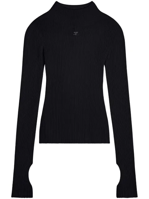 Courrèges logo-embroidered ribbed jumper 