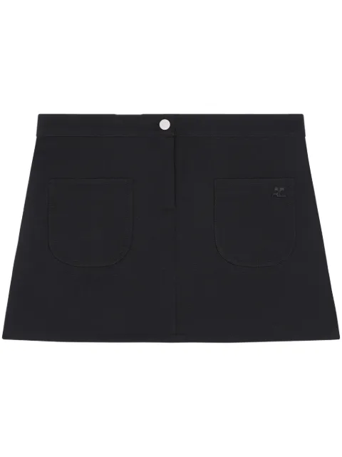 Courrèges logo-appliqué twill mini skirt