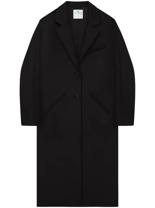 Courrèges Cocoon Logo-appliqué Coat in Black