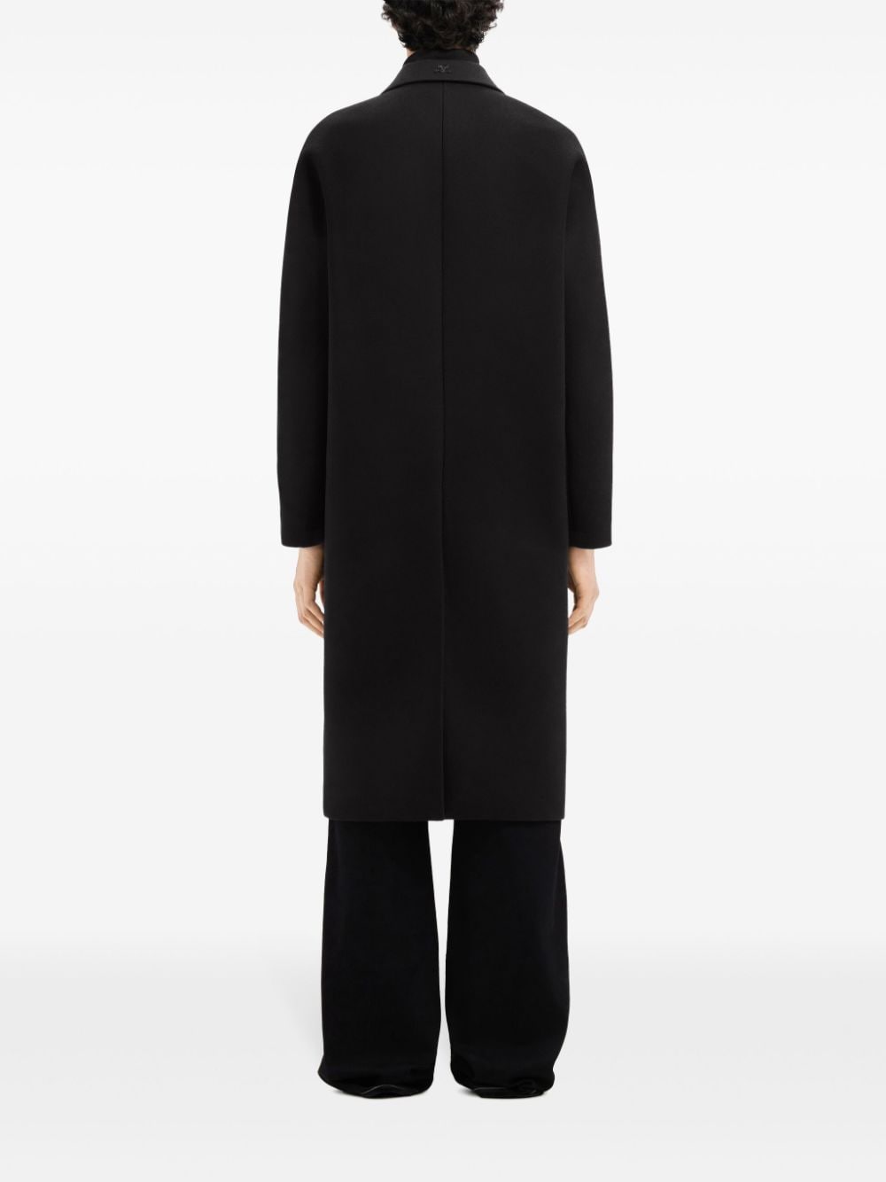 Shop Courrèges Cocoon Logo-appliqué Coat In Black