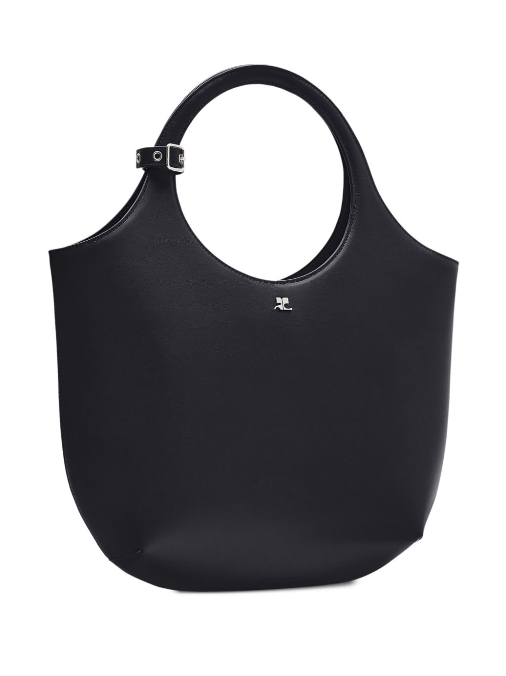 Shop Courrèges Holy Midi Leather Bag In Black