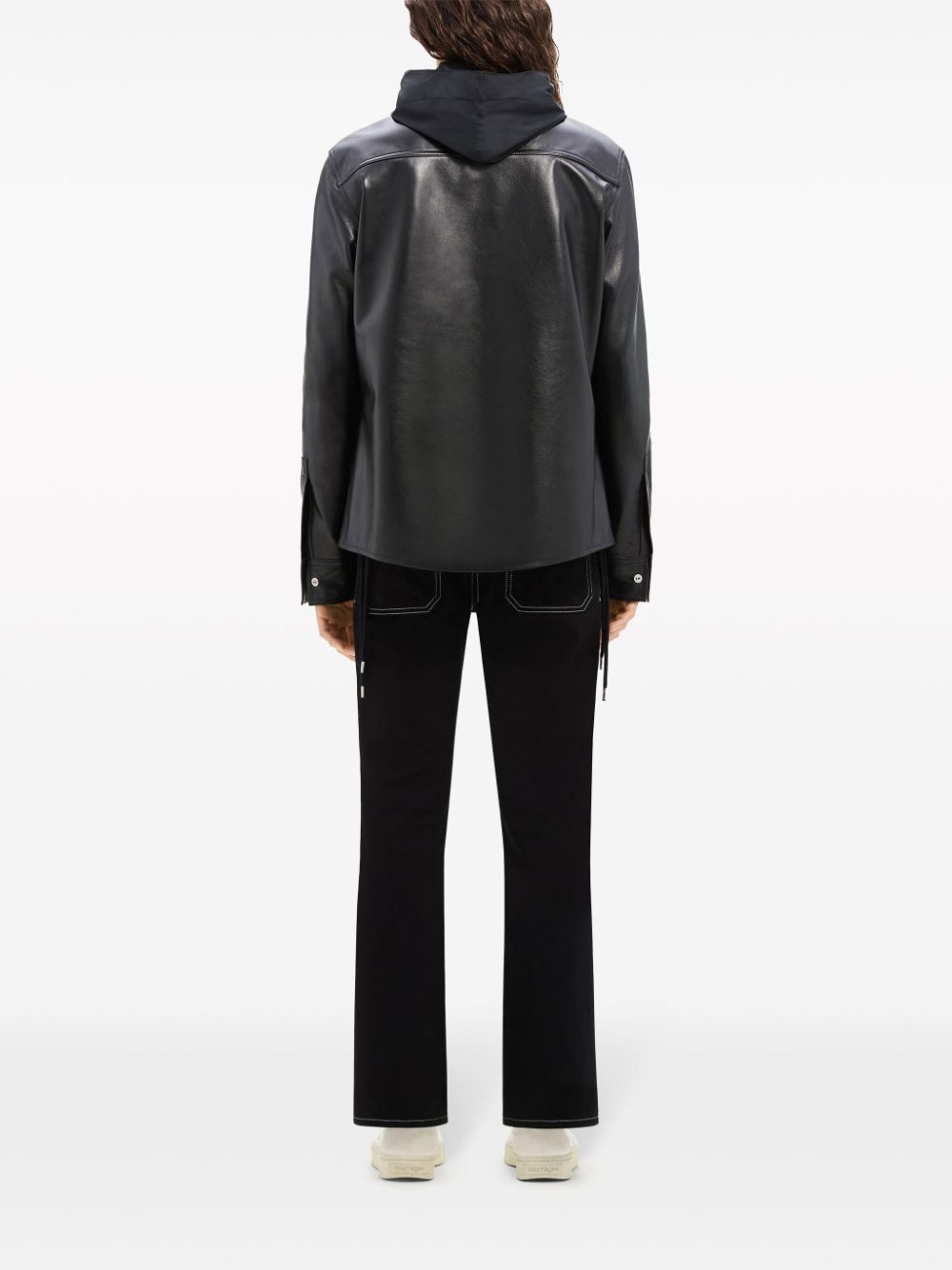 Shop Courrèges Patch Pocket Leather Shirt In Black